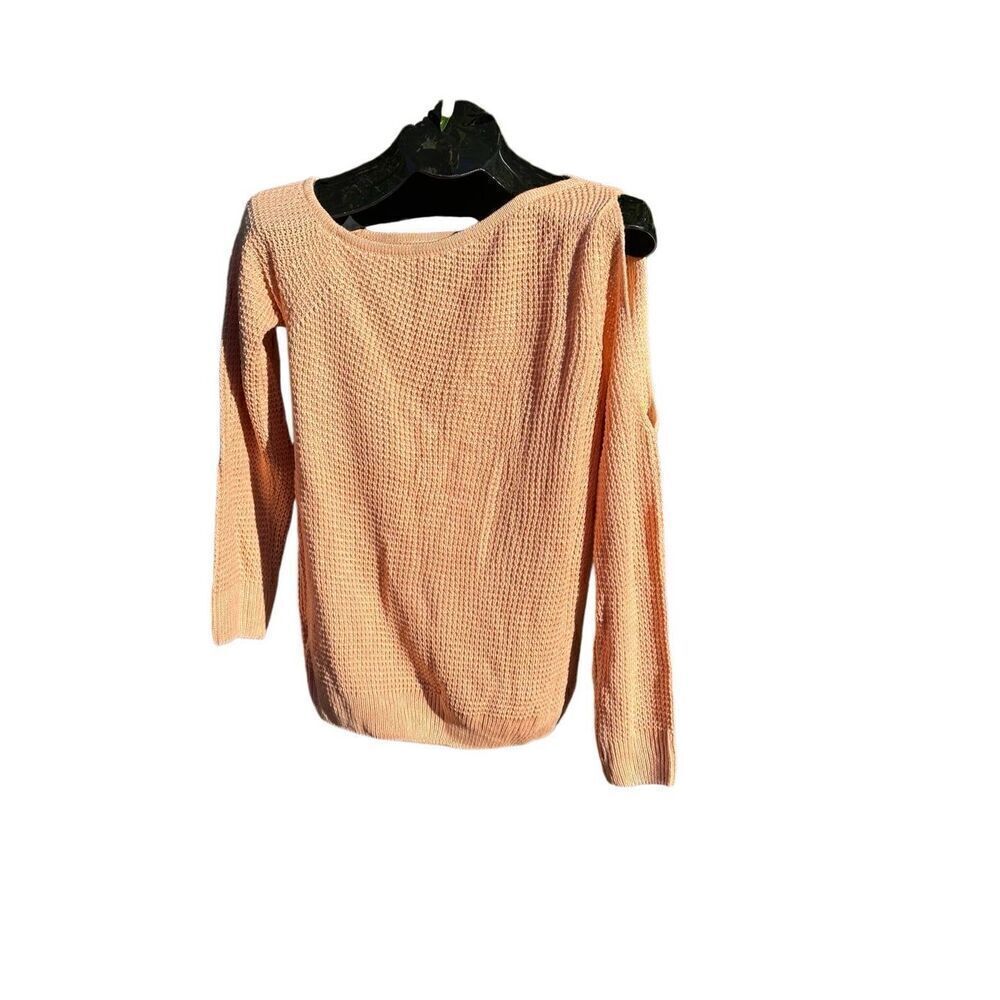 SHEIN Crew Peach Long Sleeve Peekaboo Sweater Size M